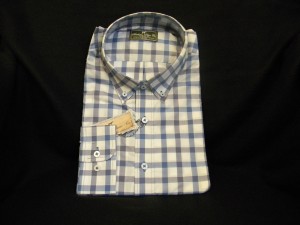 Casual Blue and White Gingham Guy's Shirt XL