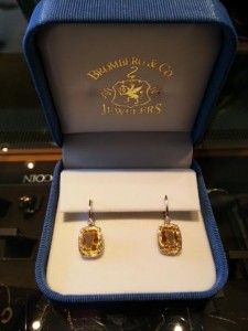 Exquisite Citrine and Diamond Earrings Featuring 14t. Yellow Gold